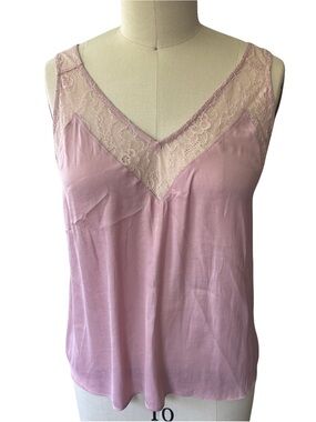 Aqua Soft Lace Trim Cami Tank in Dusty Rose